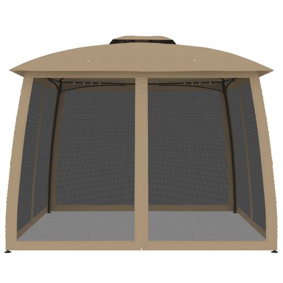 Gazebo de Jardin avec Moustiquaires et Double Toit 3x3m Taupe - ComfortXL Outdoor Living - Image 3