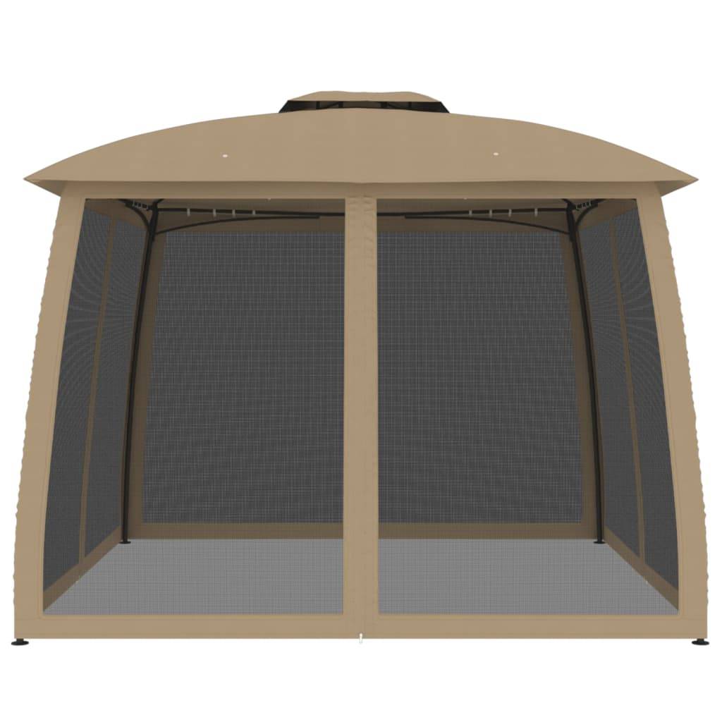 Gazebo de Jardin avec Moustiquaires et Double Toit 3x3m Taupe - ComfortXL Outdoor Living - Image 3