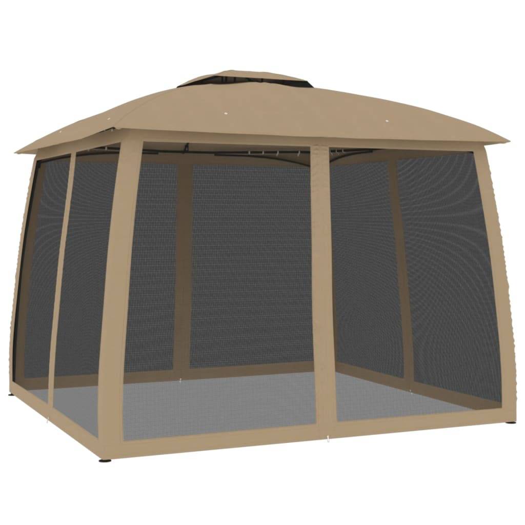 Gazebo de Jardin avec Moustiquaires et Double Toit 3x3m Taupe - ComfortXL Outdoor Living - Image 5