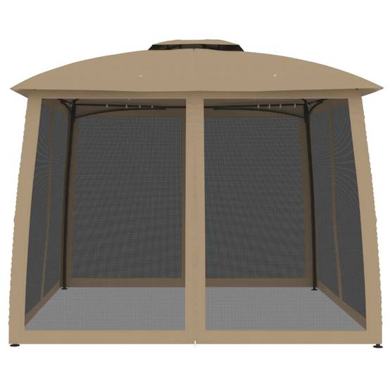 Gazebo de Jardin avec Moustiquaires et Double Toit 3x3m Taupe - ComfortXL Outdoor Living - Image 4