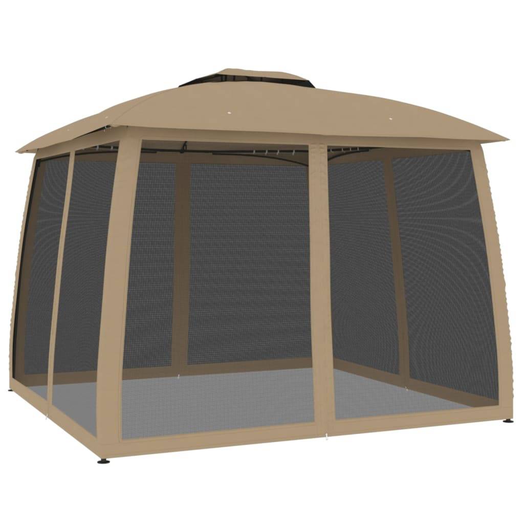 Gazebo de Jardin avec Moustiquaires et Double Toit 3x3m Taupe - ComfortXL Outdoor Living - Image 2