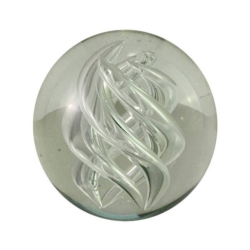 Presse papier sulfure "Flammes" en verre transparent Ø.8 cm Chemin de campagne - Imagen 1