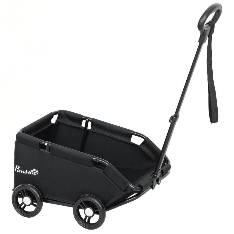 PANGIVO - Poussette animaux pliable 53 x 45 x 28 cm acier et tissu oxford noir - PANGIVO