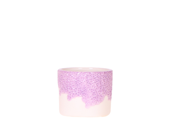 Cache-pot céramique en relief floral - courbes douces et coloris tendres - Pot de 6cm - lilas - Image 1