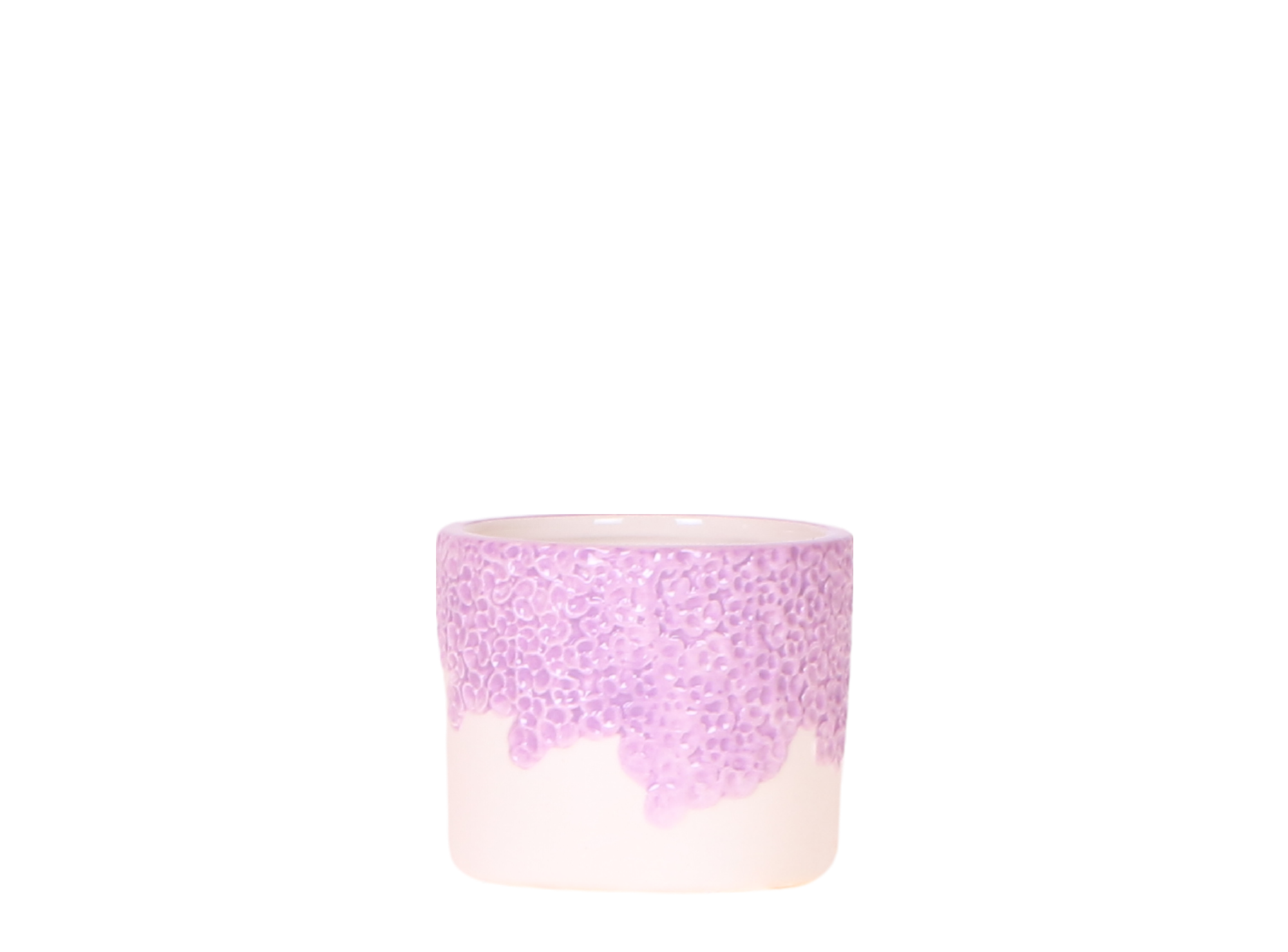 Cache-pot céramique en relief floral - courbes douces et coloris tendres - Pot de 6cm - lilas - Image 1