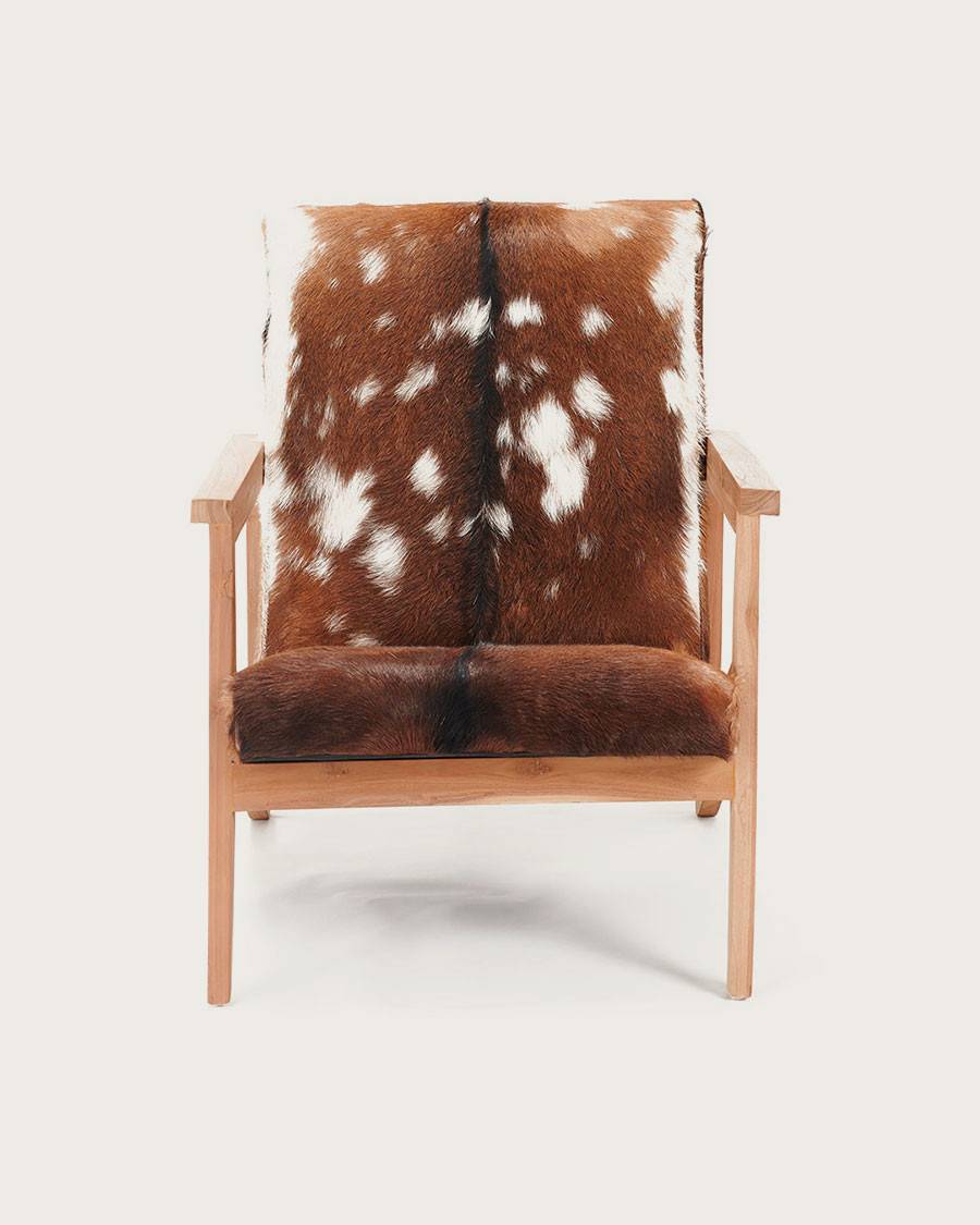 Cow Boy - Fauteuil en teck et peau de chèvre - UNIQKA - Imagen 5