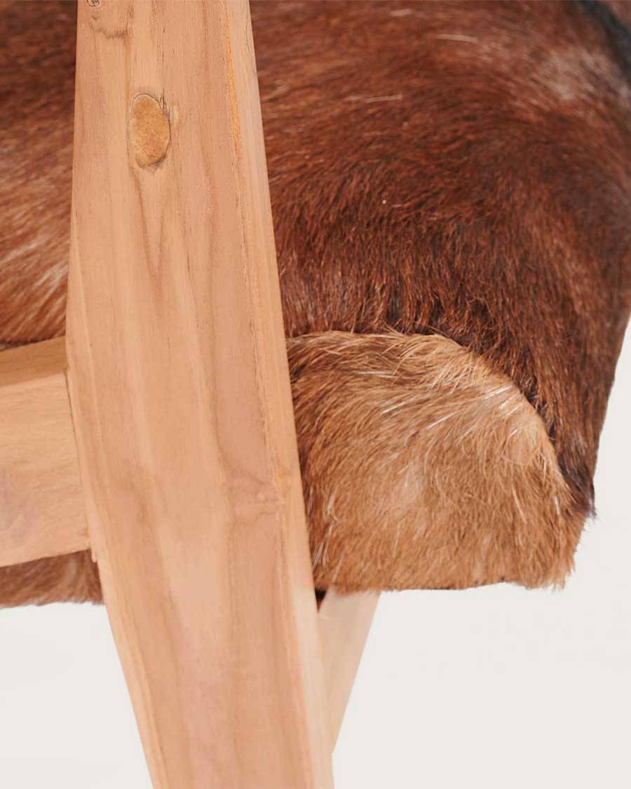 Cow Boy - Fauteuil en teck et peau de chèvre - UNIQKA - Imagen 7