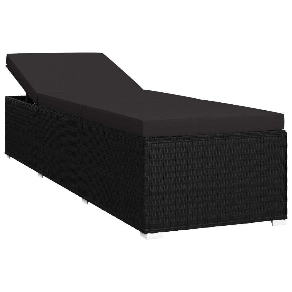 Helloshop26 - Chaises longues transat de jardin table à thé 3 pièces résine tressée noir - Imagen 3