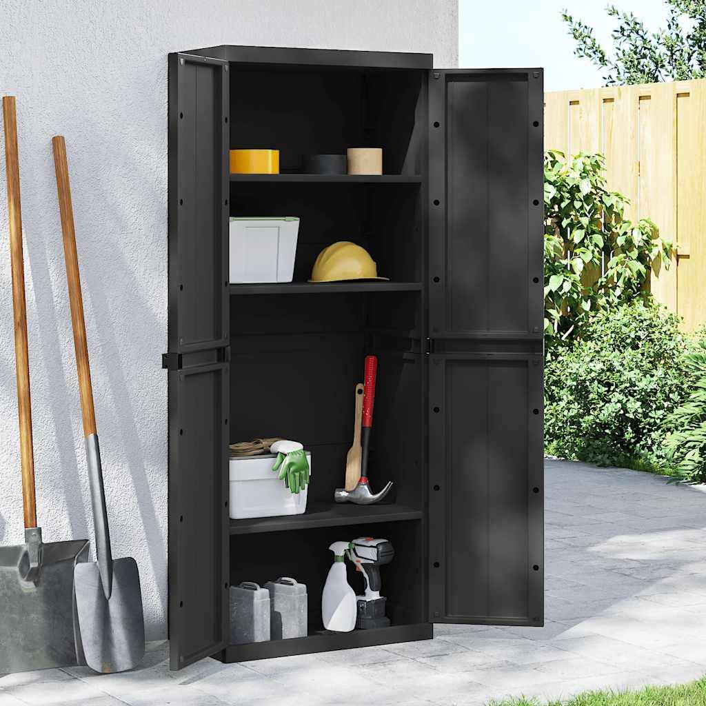 Armoire de jardin, Armoire d'extérieur, Armoire de rangement jardin noir 65x37x165 cm PP MP97 - Image 2