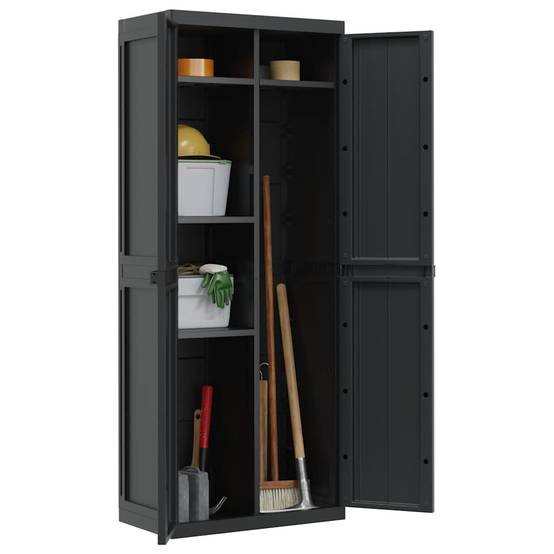 Armoire de jardin, Armoire d'extérieur, Armoire de rangement jardin noir 65x37x165 cm PP MP97 - Image 6