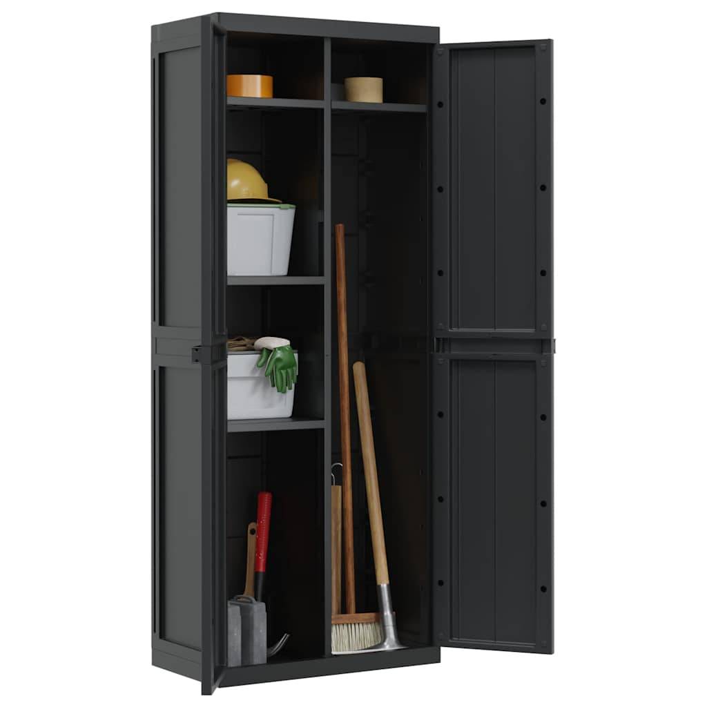 Armoire de jardin, Armoire d'extérieur, Armoire de rangement jardin noir 65x37x165 cm PP MP97 - Image 6
