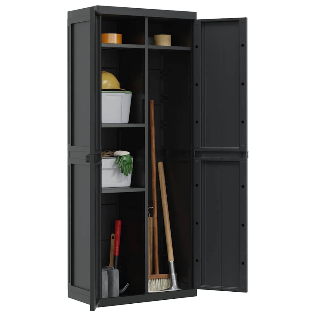 Armoire de jardin, Armoire d'extérieur, Armoire de rangement jardin noir 65x37x165 cm PP MP97 - Image 4