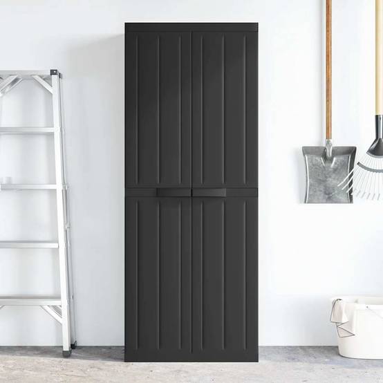 Armoire de jardin, Armoire d'extérieur, Armoire de rangement jardin noir 65x37x165 cm PP MP97 - Image 3