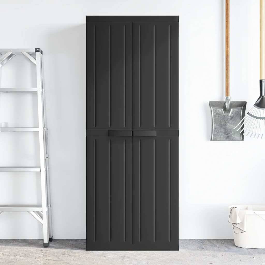 Armoire de jardin, Armoire d'extérieur, Armoire de rangement jardin noir 65x37x165 cm PP MP97 - Image 3