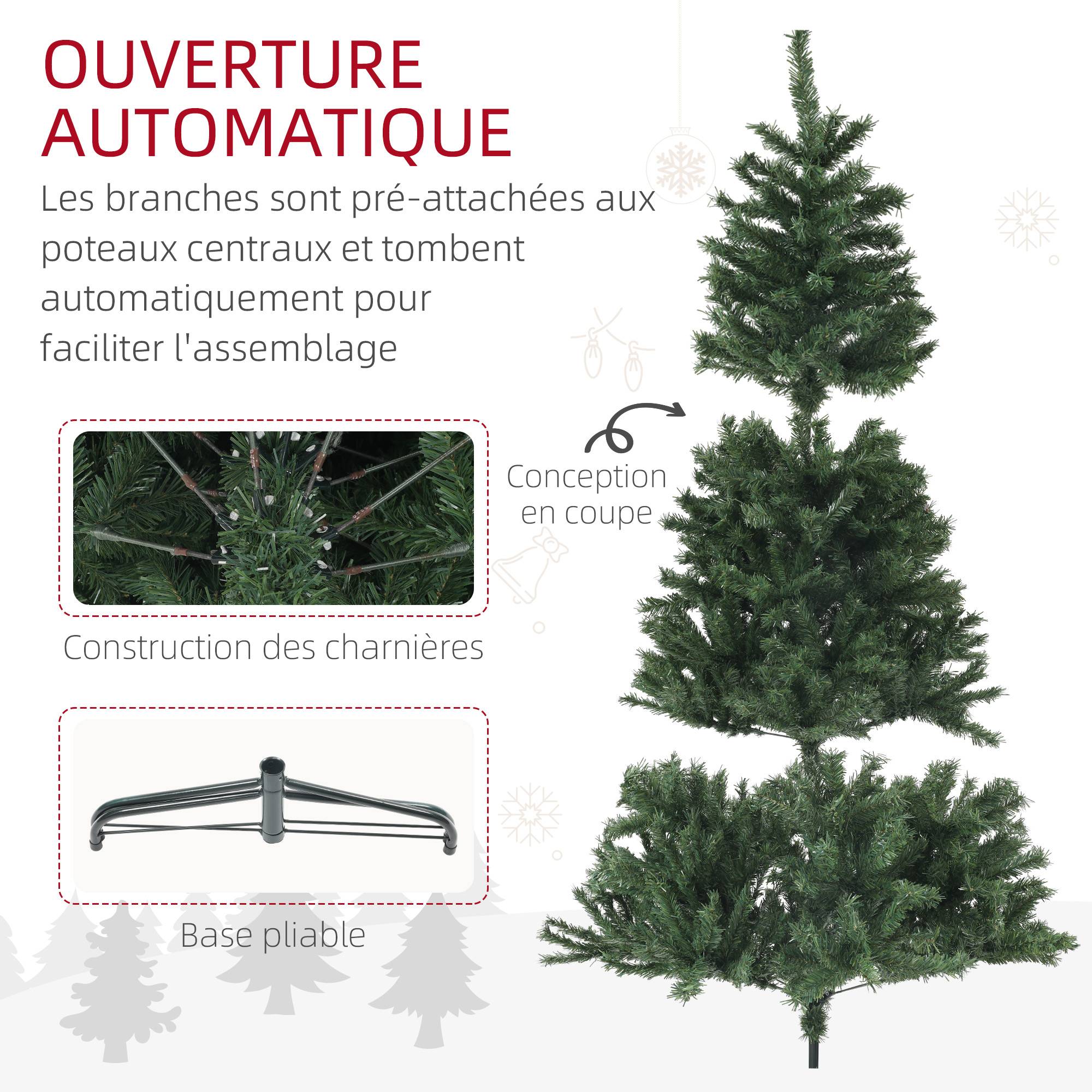 Sapin de Noël Artificiel Arbre de Noël 180 cm avec 1 000 branches, ouverture automatique, base en acier, vert - Image 9