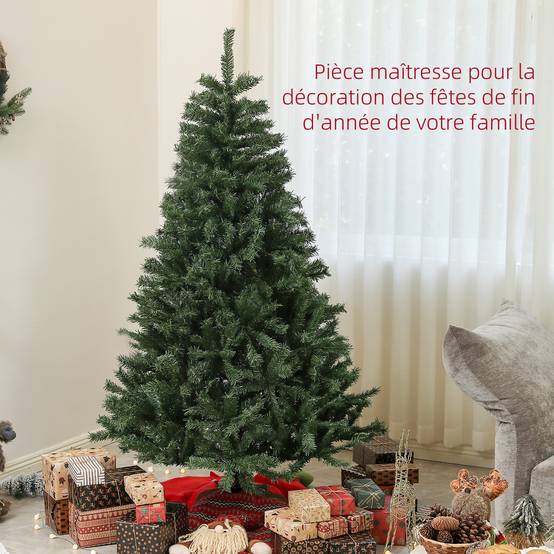 Sapin de Noël Artificiel Arbre de Noël 180 cm avec 1 000 branches, ouverture automatique, base en acier, vert - Image 6