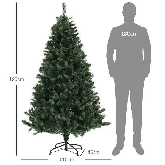 Sapin de Noël Artificiel Arbre de Noël 180 cm avec 1 000 branches, ouverture automatique, base en acier, vert - Image 5