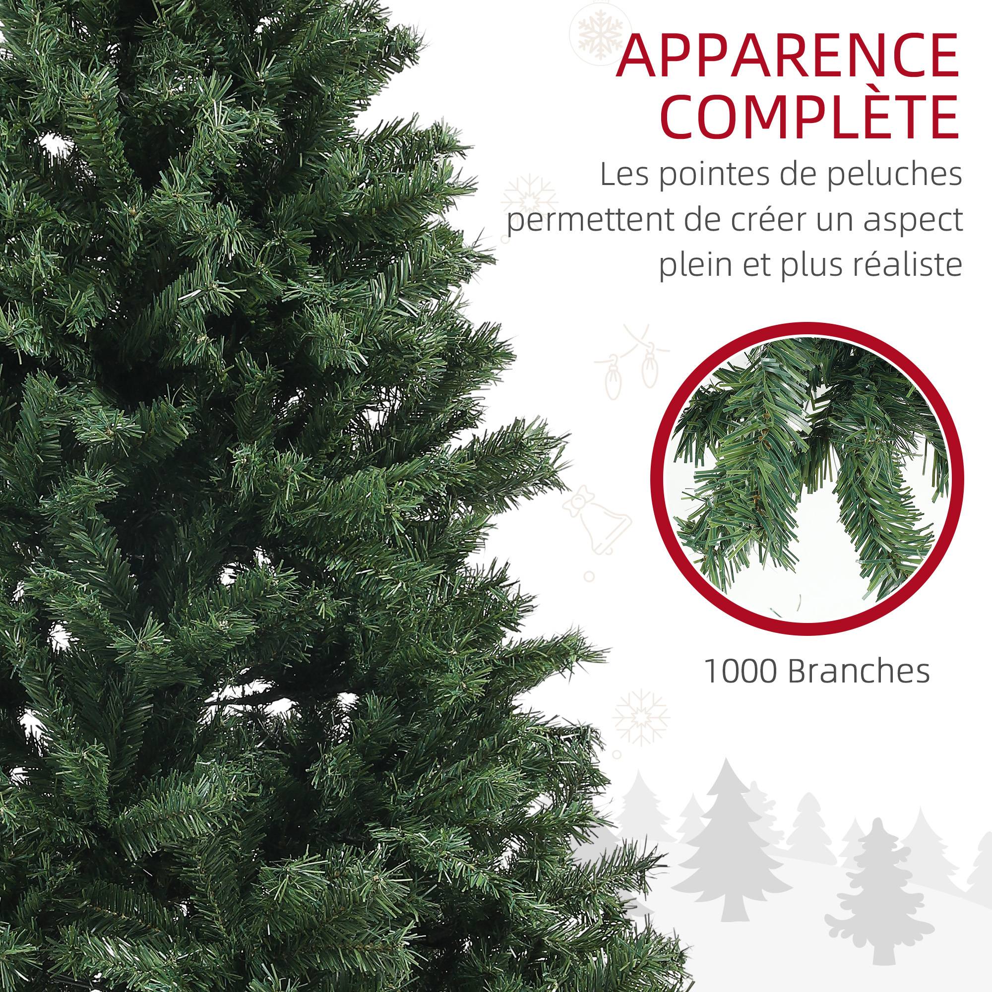 Sapin de Noël Artificiel Arbre de Noël 180 cm avec 1 000 branches, ouverture automatique, base en acier, vert - Image 7