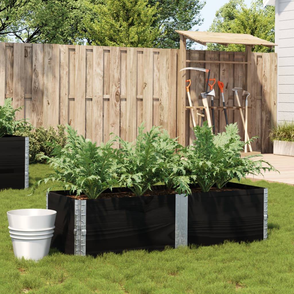 Jardinière Noire en Bois de Pin pour Terrasse Bac Potager Surélevé Pliable 150x50x41 cm - ComfortXL Outdoor Living - Image 1
