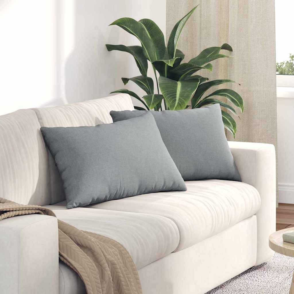 ComfortXL - Lot de 2 Grands Coussins de Canapé Tissu Lisse Housses Lavables pour Déco Salon Gris Clair 60x40 cm – ComfortXL Outdoor Living - Image 1