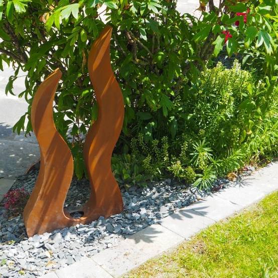 Jardinex - Déco jardin flamme métal rouillé - Rouille 82 cm - Jardinex - Imagen 2