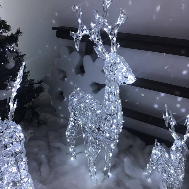 Lotti - Renne lumineux de Noël cristaux acryliques H1.2M 250 LED blanc froid extérieur professionnel Lotti - Imagen 7