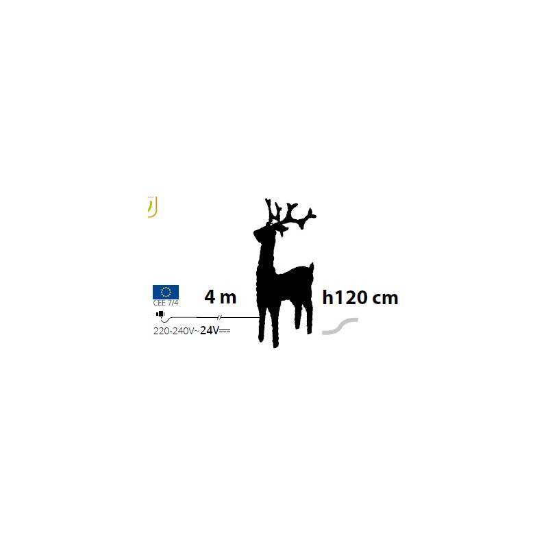 Lotti - Renne lumineux de Noël cristaux acryliques H1.2M 250 LED blanc froid extérieur professionnel Lotti - Imagen 3