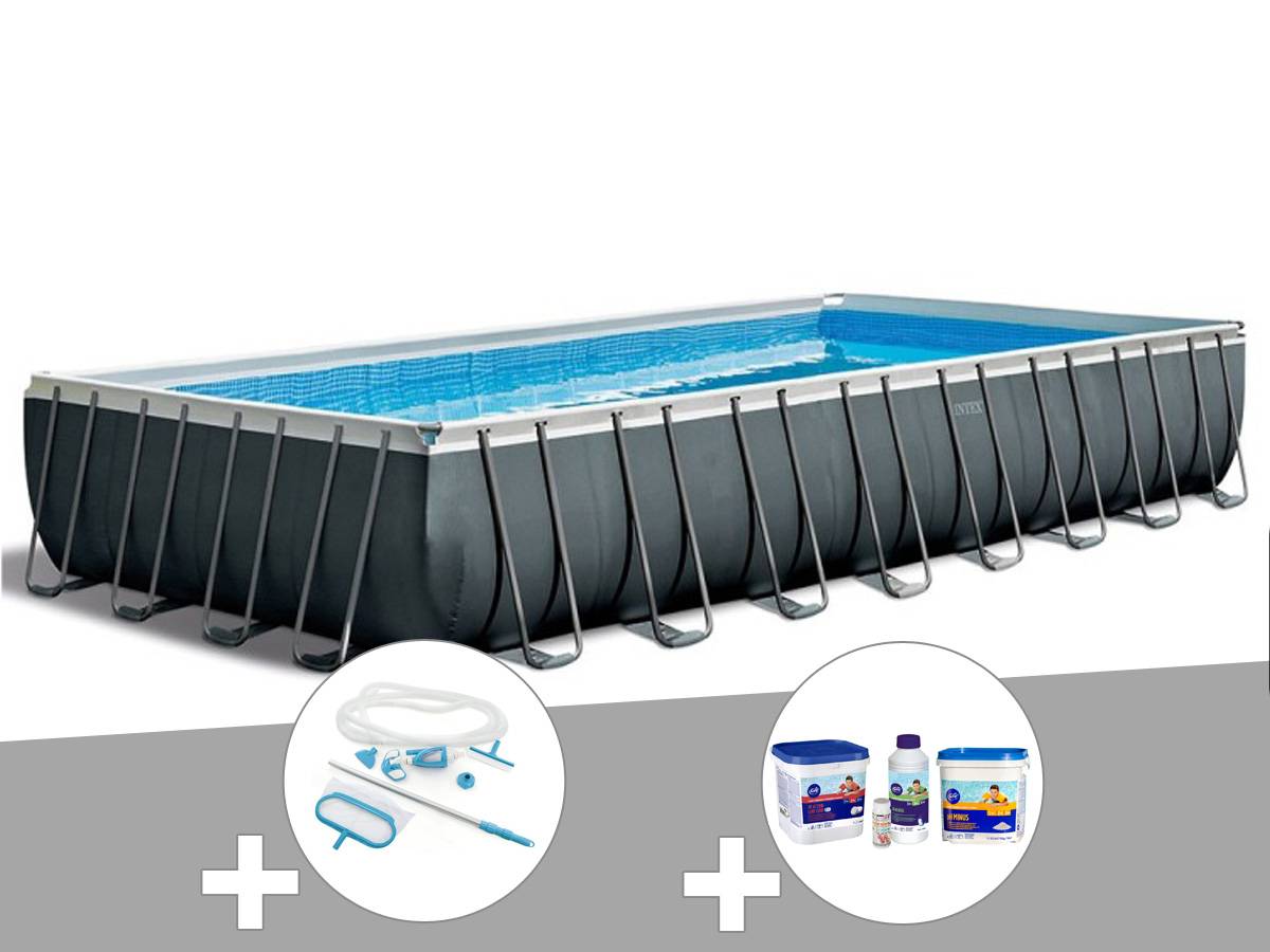 Kit piscine tubulaire Intex Ultra XTR Frame rectangulaire 9,75 x 4,88 x 1,32 m + Kit de traitement au chlore + Kit d'entretien - Imagen 1