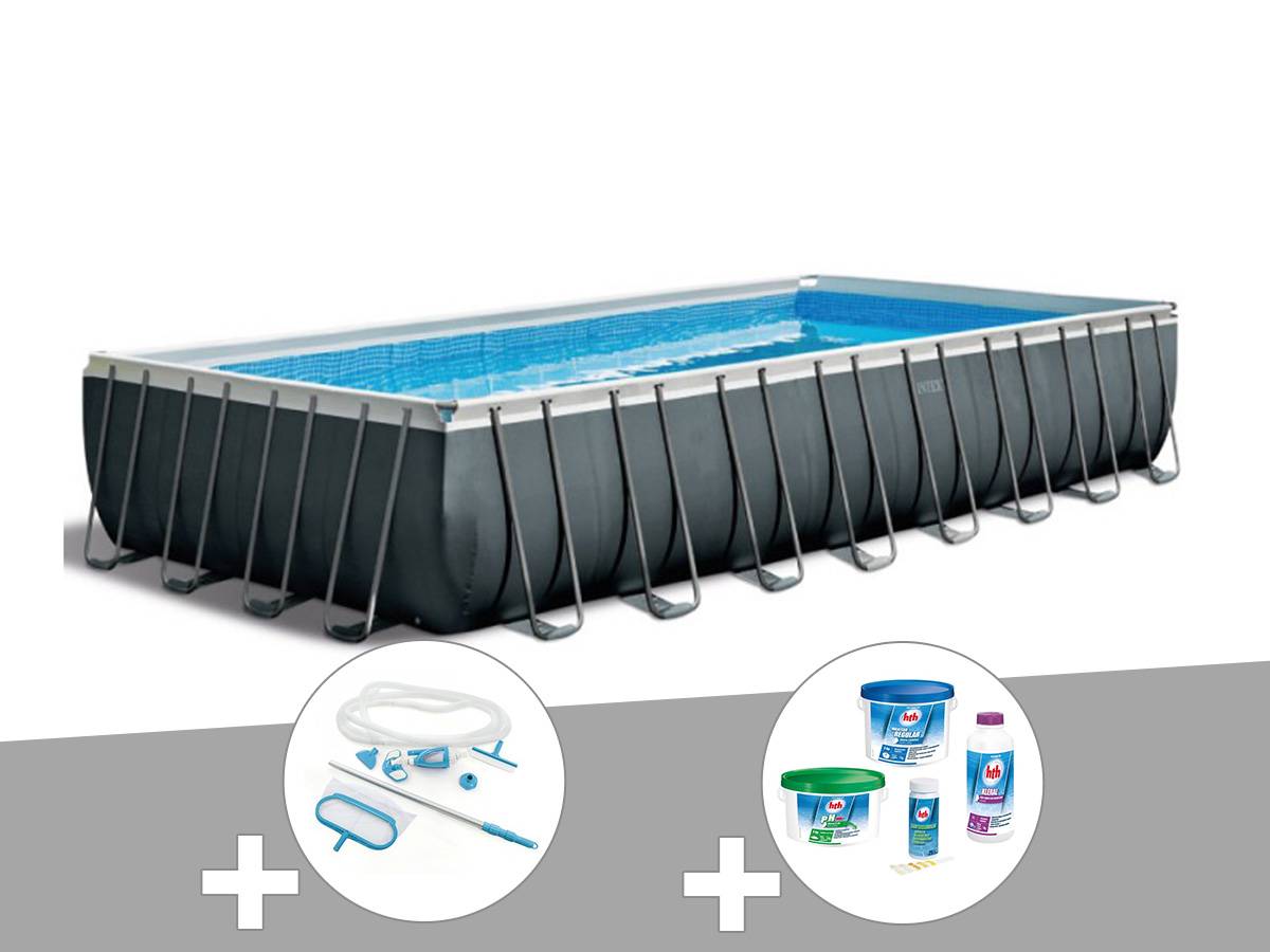 Kit piscine tubulaire Intex Ultra XTR Frame rectangulaire 9,75 x 4,88 x 1,32 m + Kit de traitement au chlore + Kit d'entretien - Imagen 2
