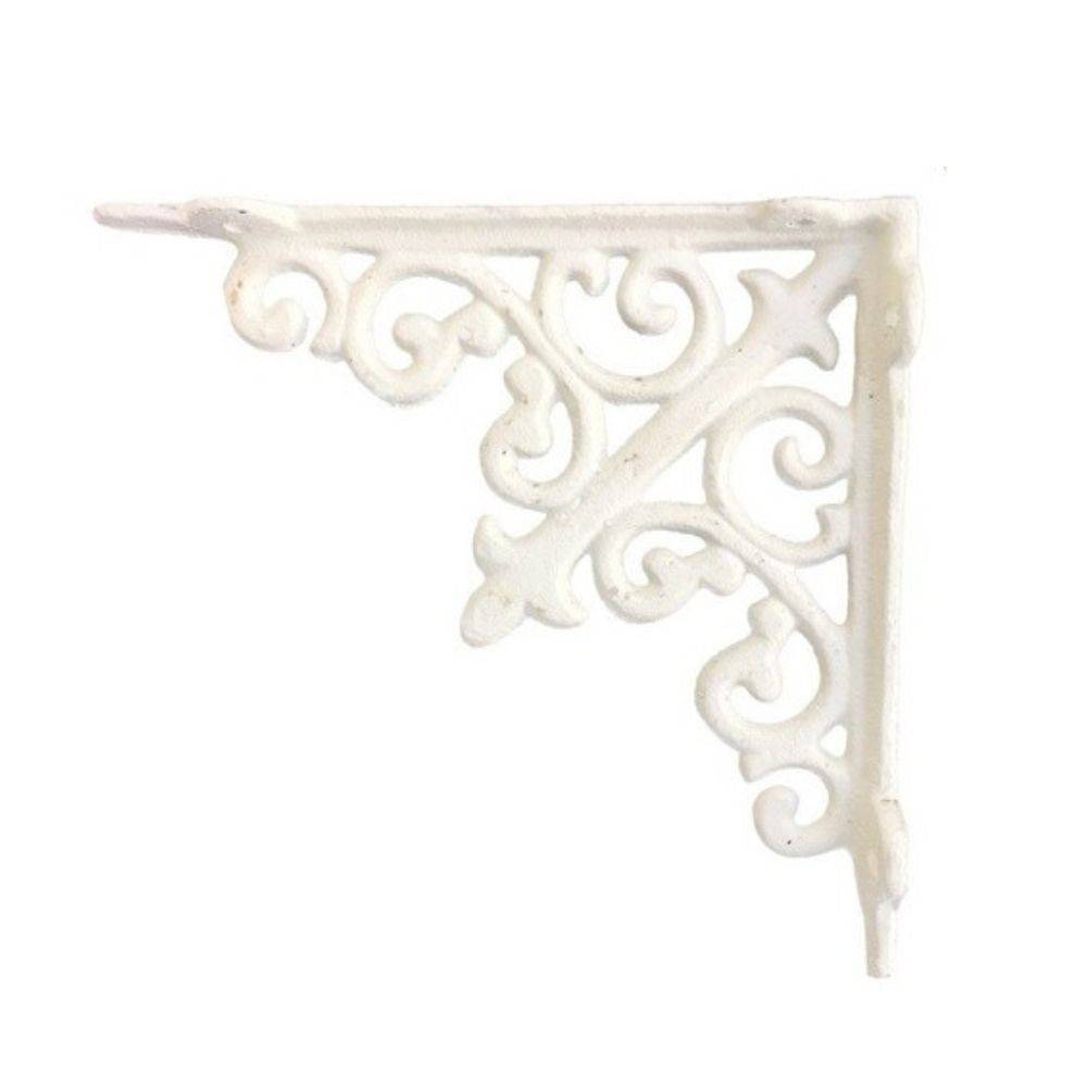 Equerre murale étagère vintage ancienne fonte blanche 15 x 15 cm Chemin de campagne - Imagen 1