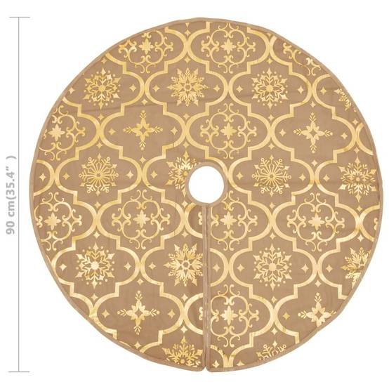 Jupe de sapin de Noël - Robe de sapin - Tapis de sapin de luxe avec chaussette Jaune 90 cm Tissu - Image 8