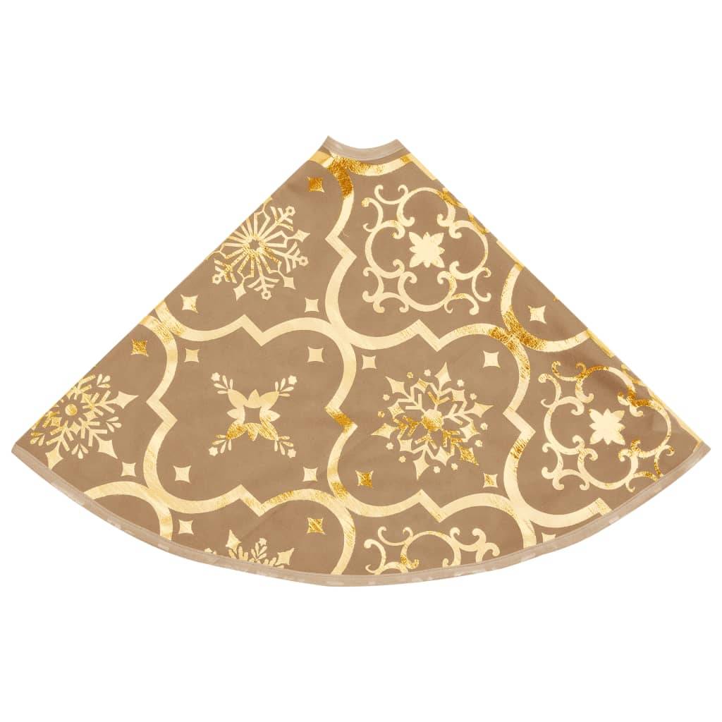 Jupe de sapin de Noël - Robe de sapin - Tapis de sapin de luxe avec chaussette Jaune 90 cm Tissu - Image 5