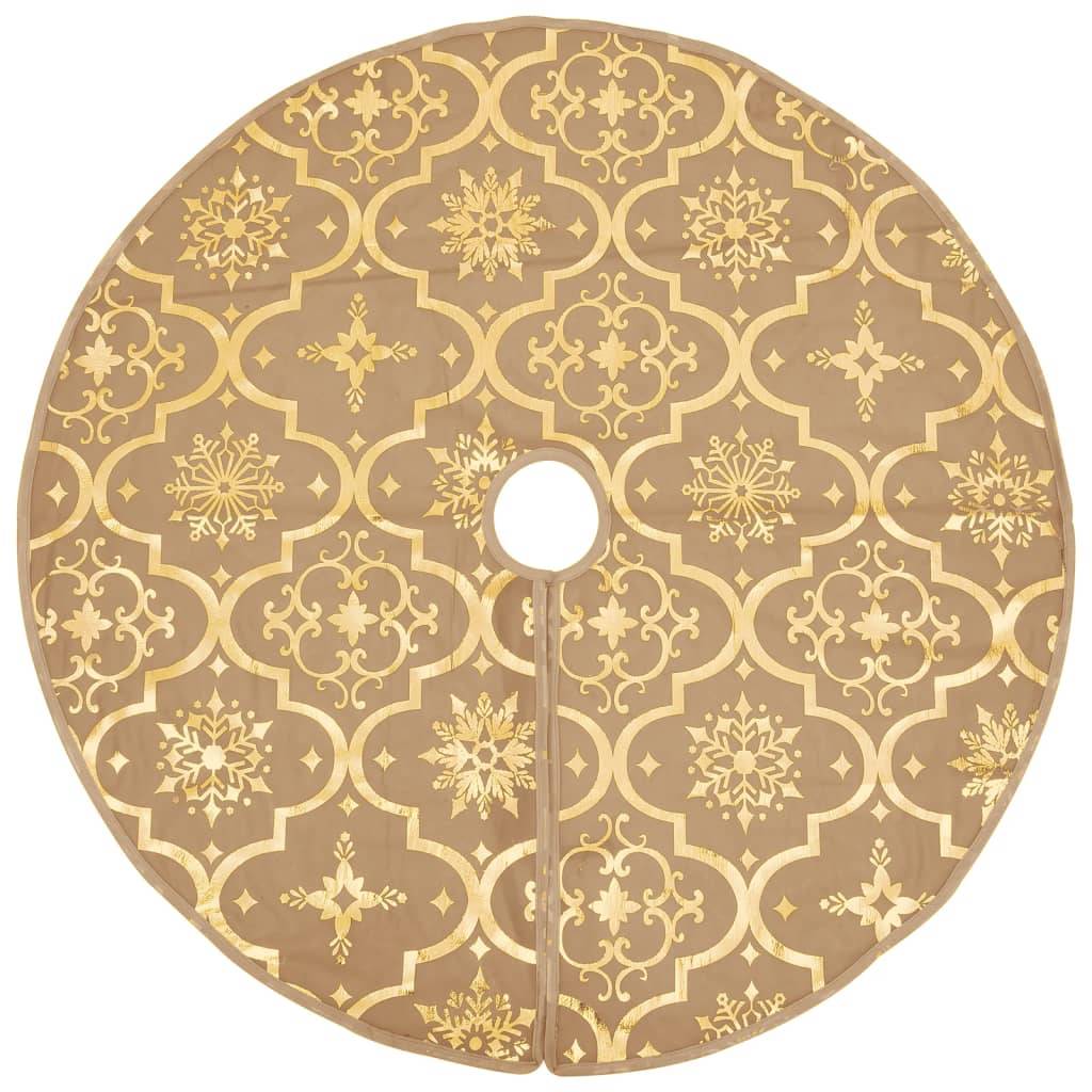 Jupe de sapin de Noël - Robe de sapin - Tapis de sapin de luxe avec chaussette Jaune 90 cm Tissu - Image 3