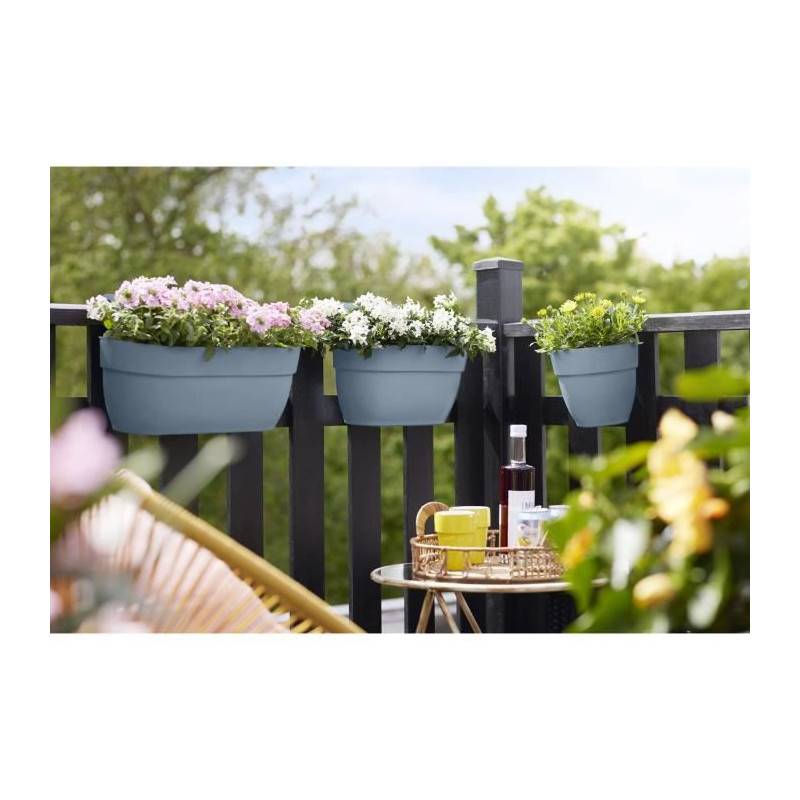 Elho - Elho - Pot De Fleurs -  Vibia Campana Easy Hanger Large - Bleu Vintage - Balcon Exterieur - L 24.1 X W 46 X H 26.5 Cm - Imagen 2