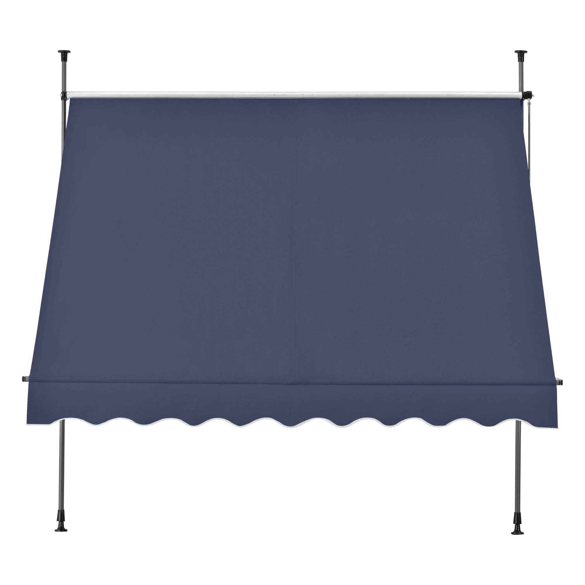 Helloshop26 - Store banne téléscopique acier polyester 400 x 120 x 200-300 cm bleu foncé - Imagen 3