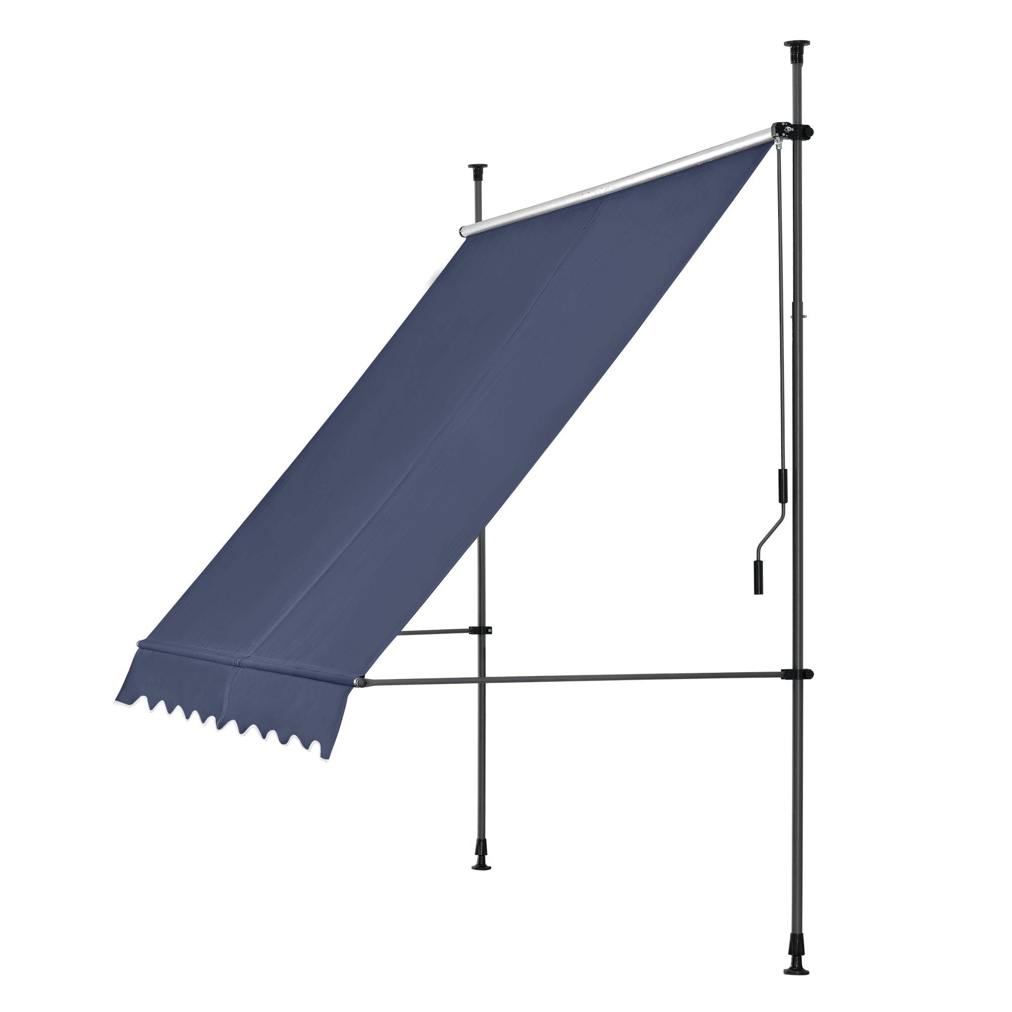 Helloshop26 - Store banne téléscopique acier polyester 400 x 120 x 200-300 cm bleu foncé - Imagen 2