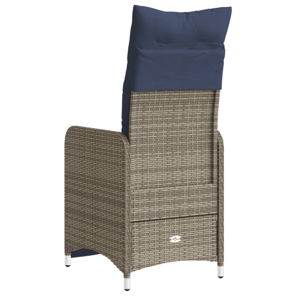 Fauteuil de Jardin Inclinable Résine Tressée avec Repose-pied et Coussin pour Terrasse Gris – ComfortXL Outdoor Living - Image 6