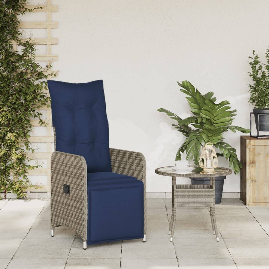 Fauteuil de Jardin Inclinable Résine Tressée avec Repose-pied et Coussin pour Terrasse Gris – ComfortXL Outdoor Living - Image 3