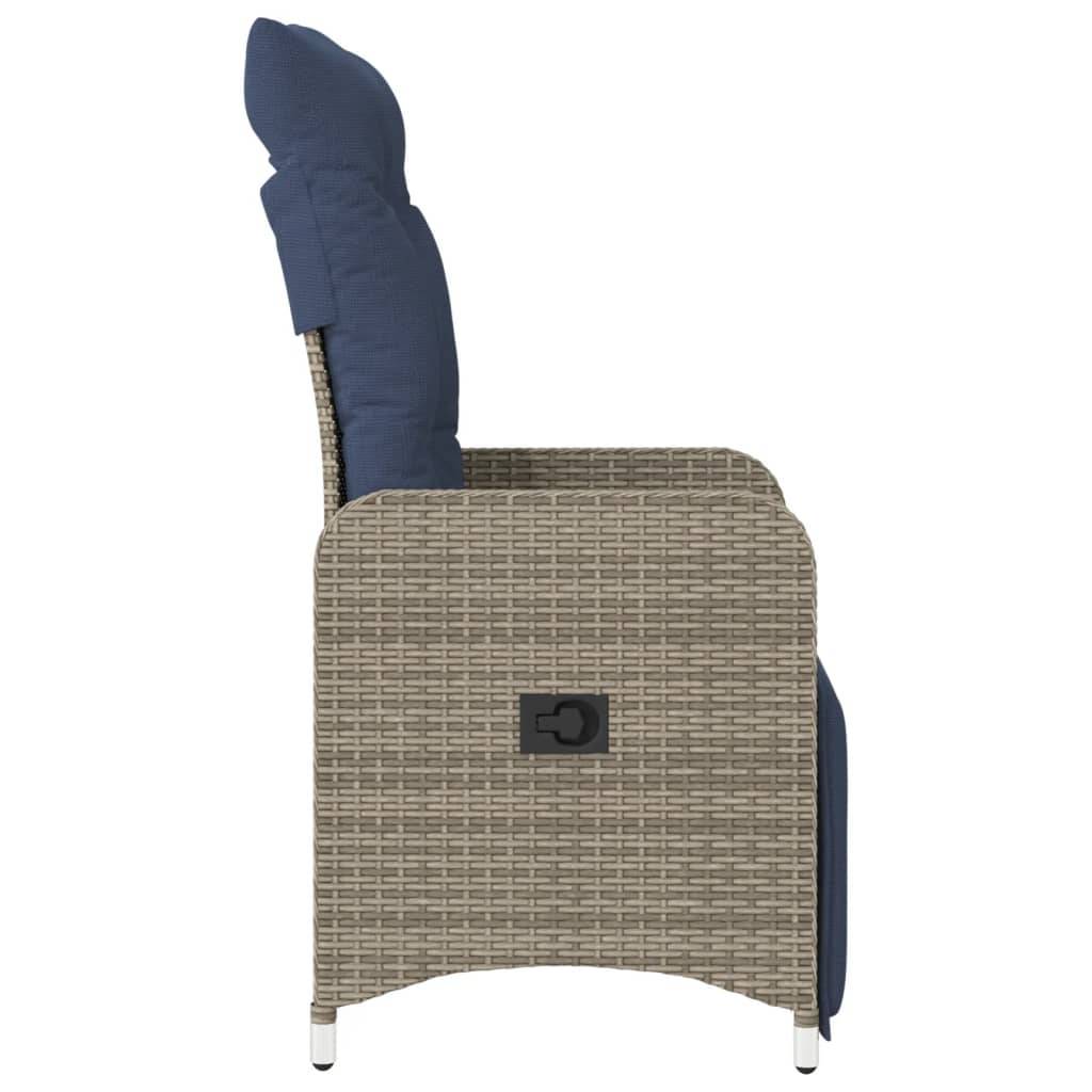 Fauteuil de Jardin Inclinable Résine Tressée avec Repose-pied et Coussin pour Terrasse Gris – ComfortXL Outdoor Living - Image 5