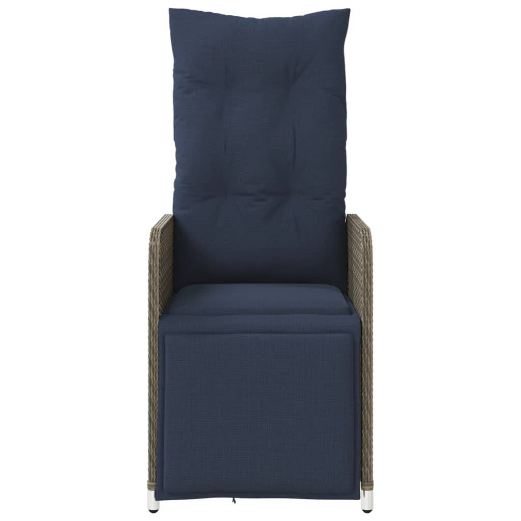 Fauteuil de Jardin Inclinable Résine Tressée avec Repose-pied et Coussin pour Terrasse Gris – ComfortXL Outdoor Living - Image 4