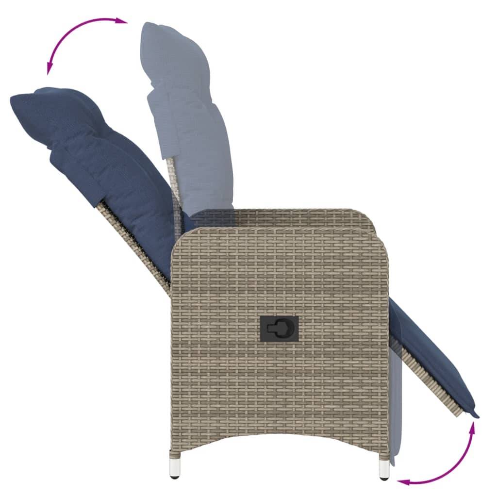 Fauteuil de Jardin Inclinable Résine Tressée avec Repose-pied et Coussin pour Terrasse Gris – ComfortXL Outdoor Living - Image 7