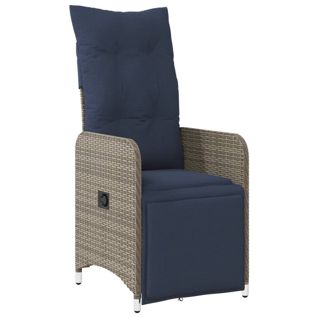 Fauteuil de Jardin Inclinable Résine Tressée avec Repose-pied et Coussin pour Terrasse Gris – ComfortXL Outdoor Living - Image 2