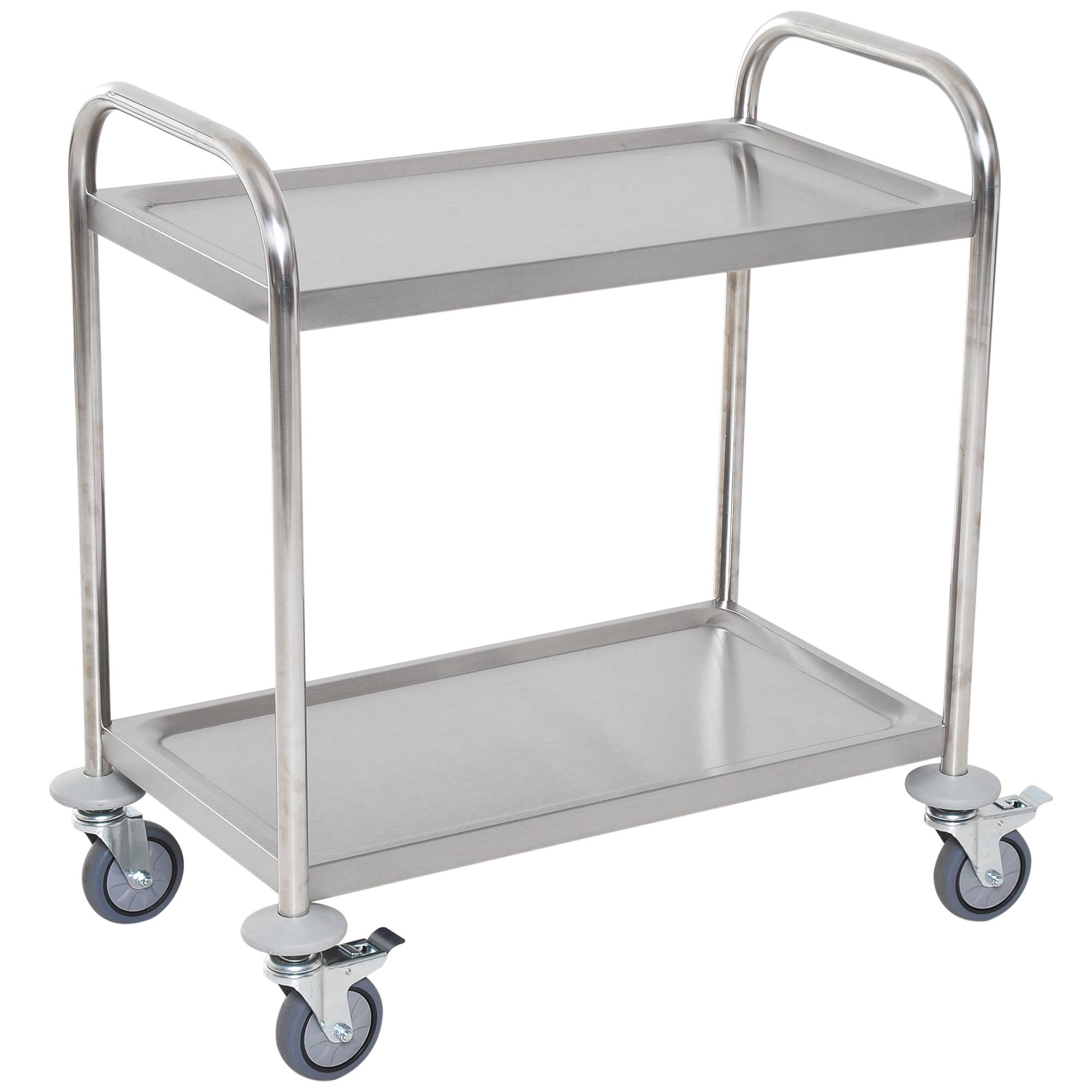 Chariot de service desserte de cuisine à roulettes 2 étagères 80L x 45l x 82H cm acier inox. chromé - Image 1