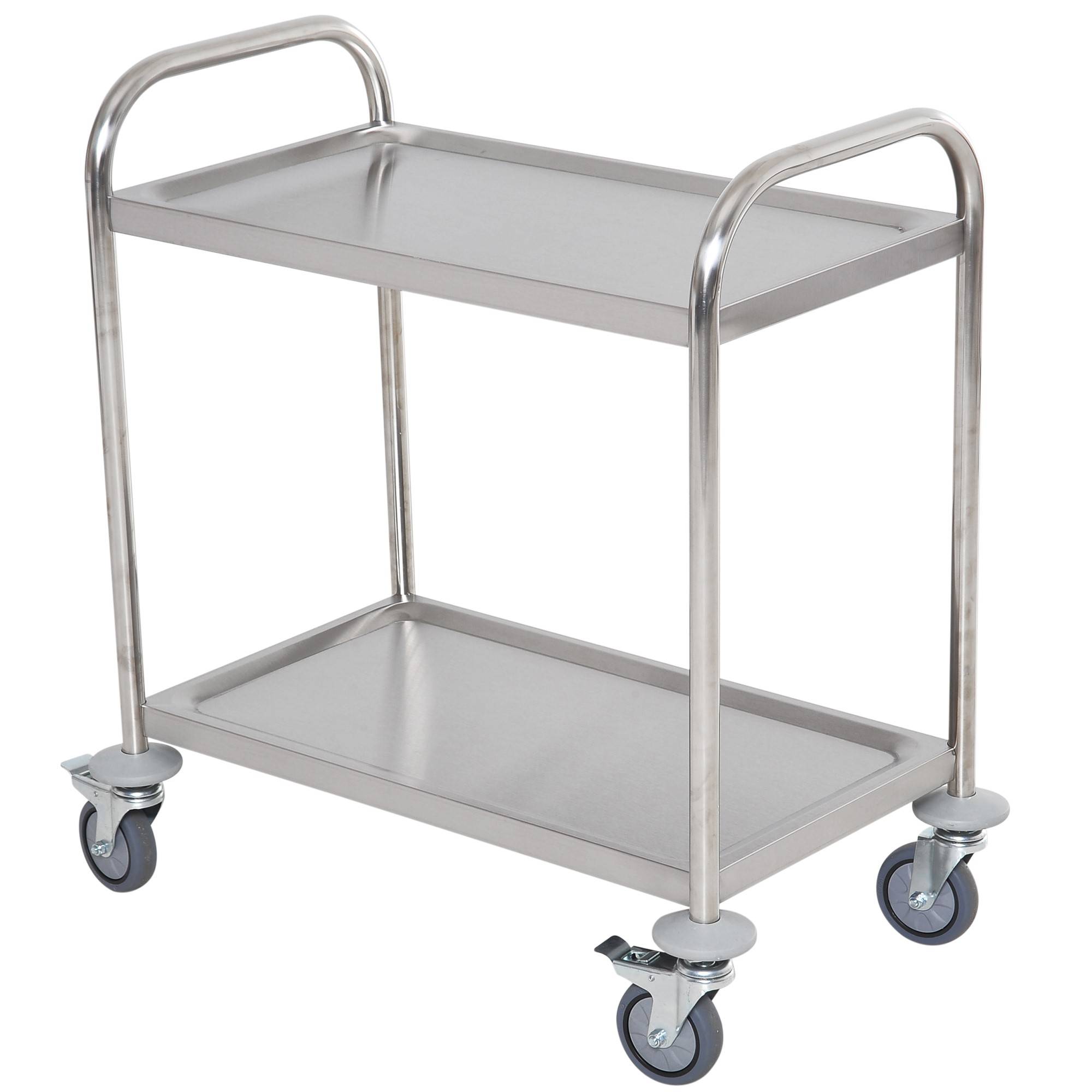 Chariot de service desserte de cuisine à roulettes 2 étagères 80L x 45l x 82H cm acier inox. chromé - Image 2