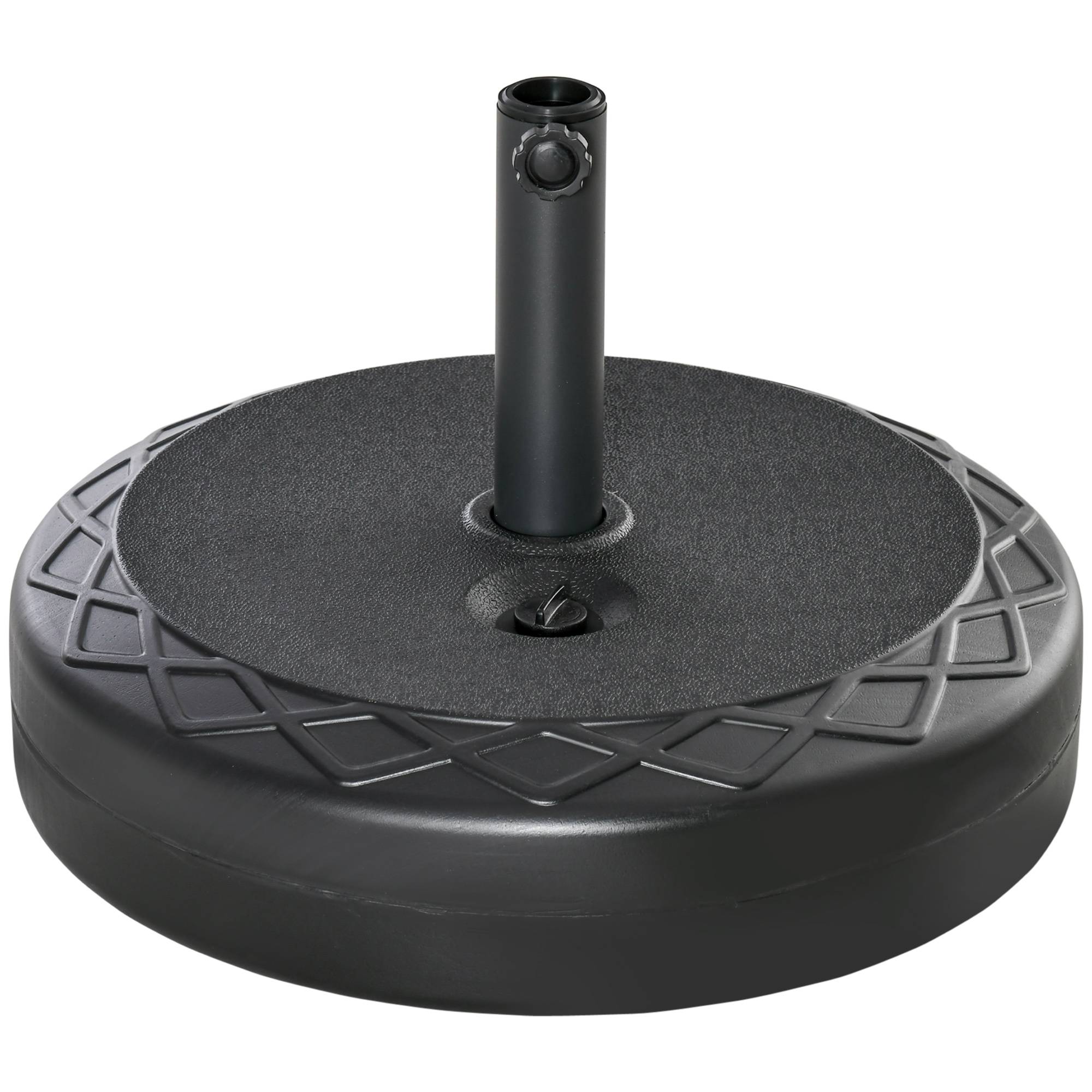 Base de parasol ronde Ø55 cm en plastique 30 kg pour mâts Ø38-48 mm, noir - Image 2