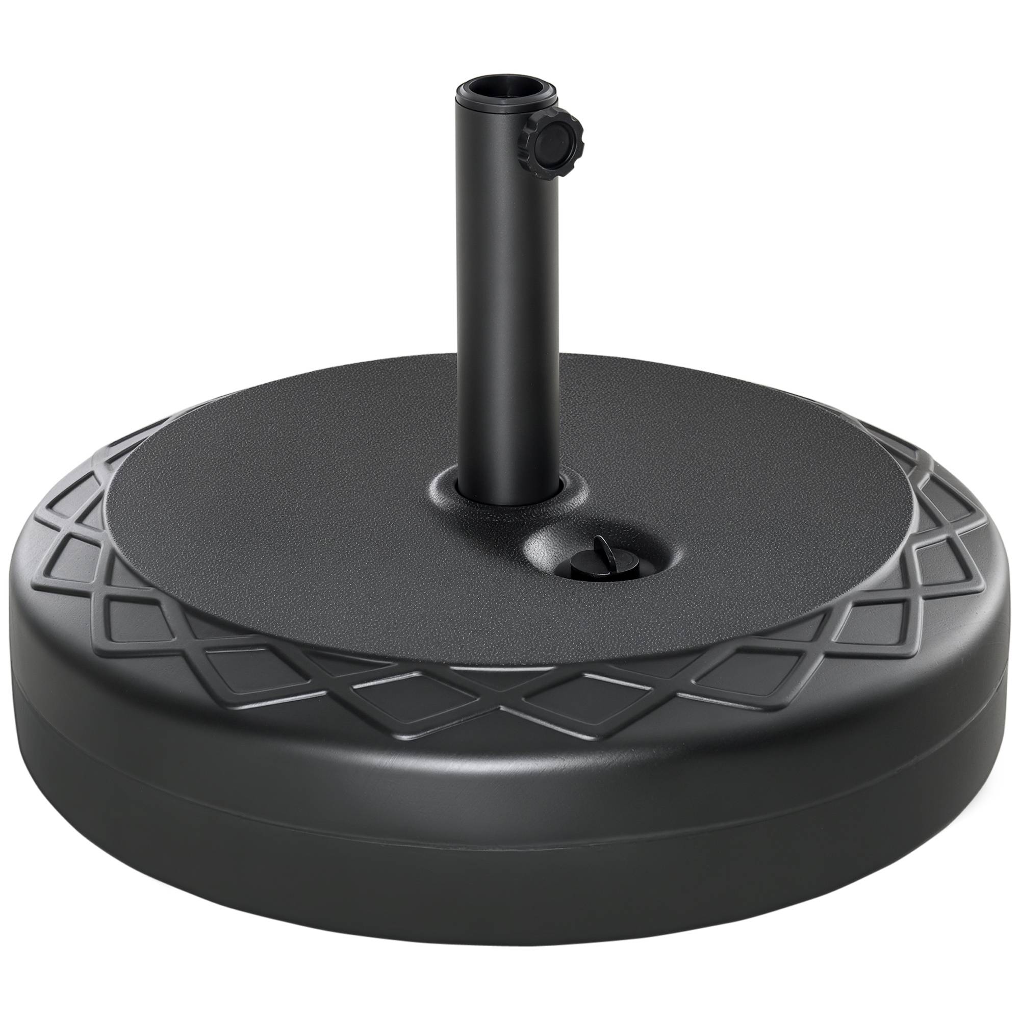 Base de parasol ronde Ø55 cm en plastique 30 kg pour mâts Ø38-48 mm, noir - Image 1
