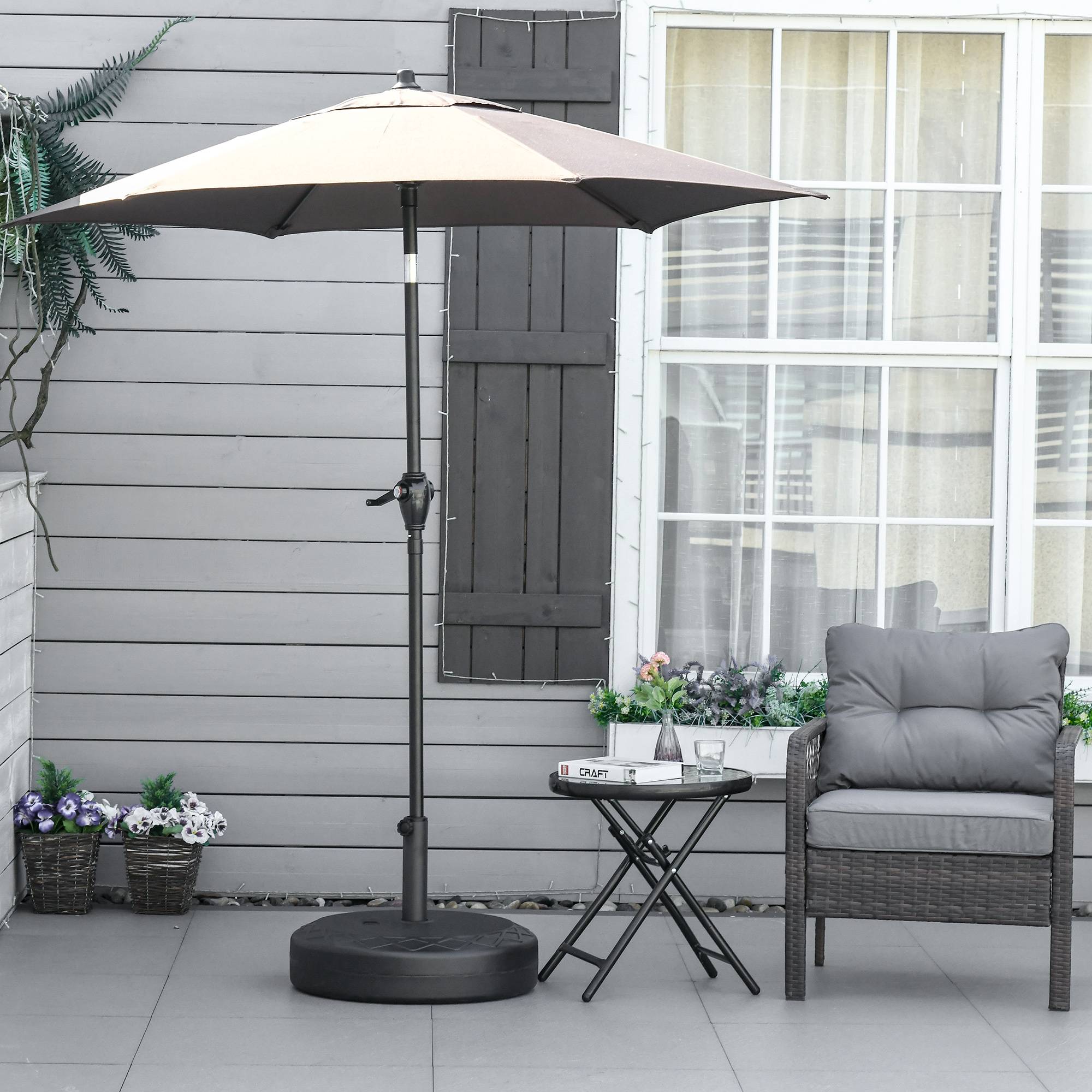 Base de parasol ronde Ø55 cm en plastique 30 kg pour mâts Ø38-48 mm, noir - Image 3