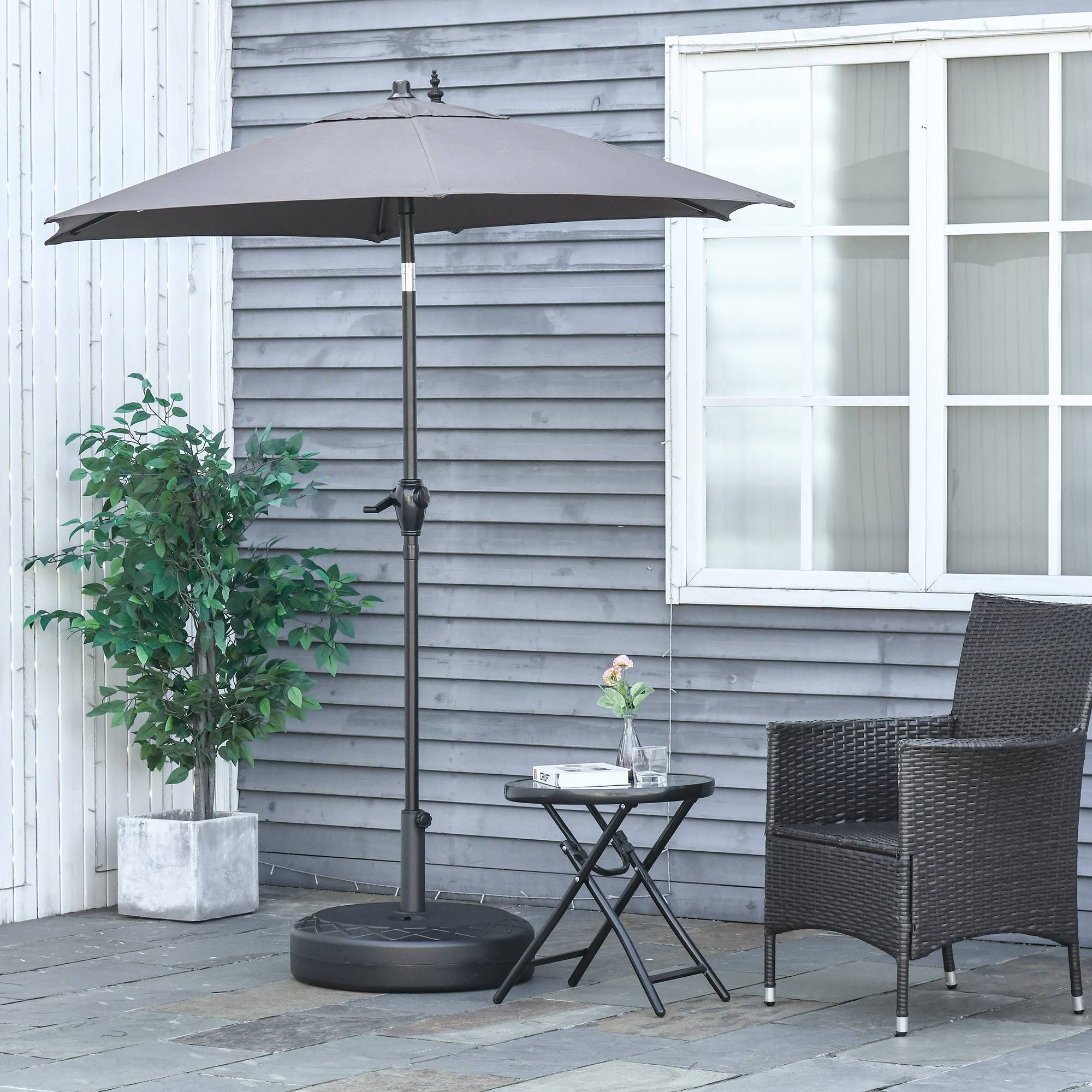 Base de parasol ronde Ø55 cm en plastique 30 kg pour mâts Ø38-48 mm, noir - Image 4