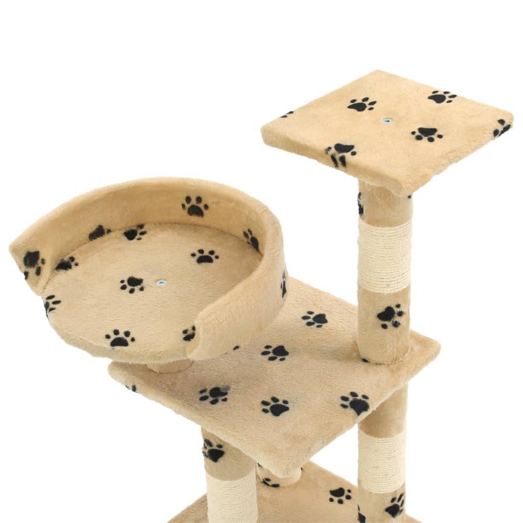 Arbre à chat, Tour à chat et griffoirs en sisal 65 cm Beige Motif de pattes MP76 - Image 4