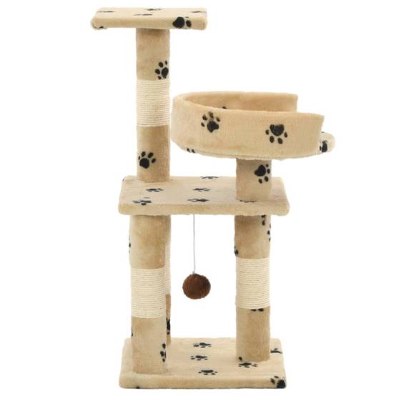 Arbre à chat, Tour à chat et griffoirs en sisal 65 cm Beige Motif de pattes MP76 - Image 3